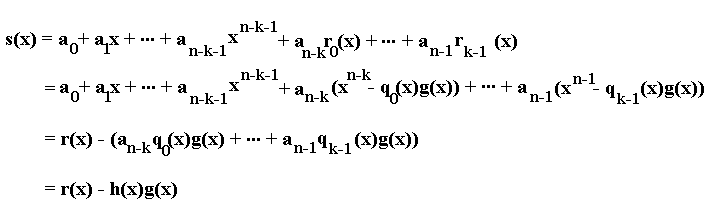 [s(x) = r(x) - h(x) g(x)]