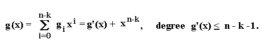 [g(x) = g'(x) +  x^{n-k}]